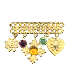 D & E Juliana DeLizza and Elster Chain Bar Pin Charms Dangling Vintage 80’s