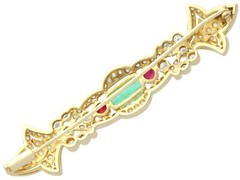 0.93ct Emerald, 0.24ct Ruby and 1.04ct Diamond, 18ct Yellow Gold Brooch