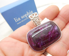 Vintage Lia Sophia Pendant 1980’s Purple Natural Stone Never Used