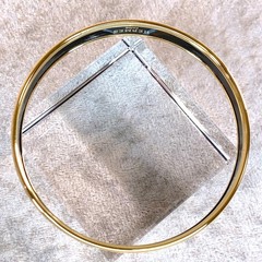 Vintage Hermes Enamel Bangle Bracelet Green Enamel Hibiscus Gold Rim 65 w/Case