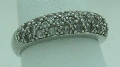 LOVELY ESTATE CHAPAL-ZENRAY 3-ROW WHITE STONE STERLING SILVER BAND RING, SZ 6.75