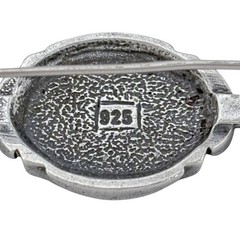 Vintage Sterling Silver 925 Onyx Cubic Zirconia Bar Brooch