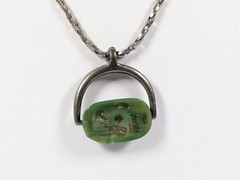Vtg Egyptian Revival Tutmania Scarab Beetle Spinner Pendant Necklace