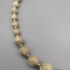 Boho Chic Jasper Genuine Stone Polished Bead Graduated Necklace 19″ Vintage