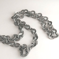 Vintage Silver Tone Chunky Chain Necklace Lightweight Textured 26”