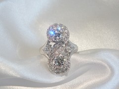 Vintage Sterling Silver 925 CZ Large Antique Style Ring Size 6