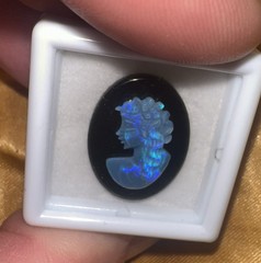 Vintage/Antique 20×15 Natural Solid Hand carved Australian Opal Cameo on Onyx
