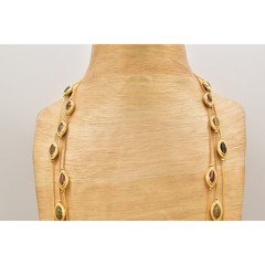 Casual Corner Vintage Necklace Collar Triple Chain Shimmer Enamel Signed Bin7B