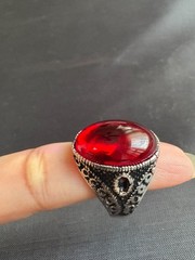 925 Sterling Silver Ring Ruby Ring Vintage Handcrafted Ring Size 9.75 US