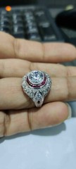 3Ct Art Deco Style Round Cut Lab Created Diamond Wedding 14K White Gold FN Ring