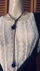 Vintage TALY 925 STERLING 78g Italy BOLO Wheat Chain Necklace Bijoux?Onyx Balls