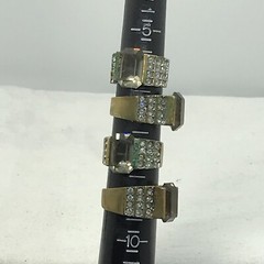 Vintage Gold Plated Smokey Grey Aust & Clear Crystals Unique Ring varied sizes