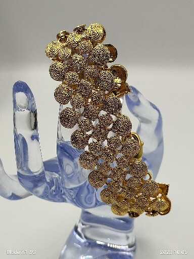 Vintage JJJ Chunky Gold Tone Textured Nugget Flexible Wide Fashion Bracelet