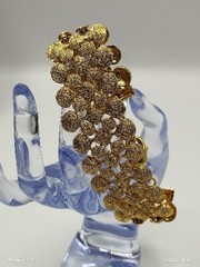 Vintage JJJ Chunky Gold Tone Textured Nugget Flexible Wide Fashion Bracelet