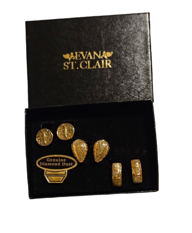 Evan St. Clair Gold Tone Diamond Dust Clip Earrings