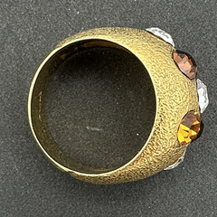 JACKIE COLLINS ring size 8.75 – vintage gold-tone w/ brown & clear crystals