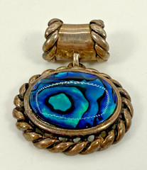 VTG Sterling Silver 925 Tested Marked Abalone Pendant 9.6 Grams Estate Find