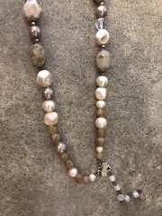 Vintage Coro Creamy Beige Gold Tones Painted Faux Pearls 2 Strand Necklace