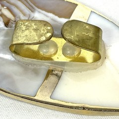Handmade Abalone Shell Scarf Slide Buckle Gold Tone Boho Coastal Western