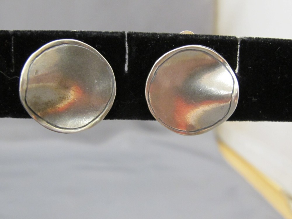 Fine Vintage GFAB Sterling TWISTED Round CLIP EARRINGS