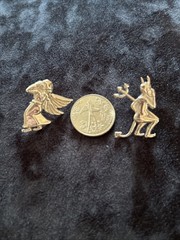 Vintage Mexico Sterling Silver Angel Devil Post Back Earrings Whisper in Ear 925