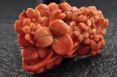 Intricate Hand-Carved Natural Coral Floral OBIDOME Certificate (total 71.0ct).