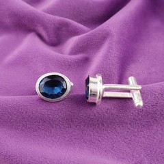 Sterling Silver London Blue Topaz Gemstone Statement Classic Luxury Cufflinks