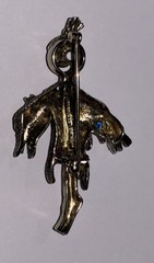 RARE Vintage Les Bernard Scarecrow Brooch .925 Sterling Silver w/ Gemstones