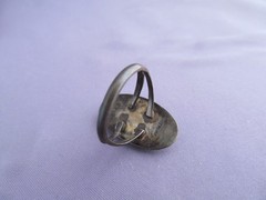VINTAGE OLD PAWN STERLING R.M.J. ROBERT M JOHNSON OVAL SHADOW BOX TURQUOISE RING