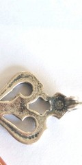 Vintage Chinese Chatelaine Key Brooch Pin Silver Turquoise Coral Carnelian Jade