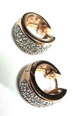 Vintage PAJ CZ China Rose Gold Tone Pave CZ Huggie Hoop Earrings