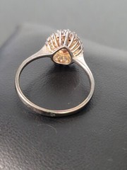 Sterling Silver 925 Pear Baguette Halo Ring Size 9.75 Signed RJ 3.51 grams