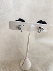 Vtg Black Plastic Rhinestone Screw Back Earrings