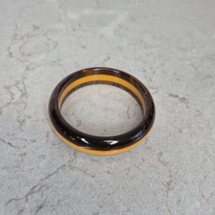 VINTAGE BAKELITE SWIRL BROWN YELLOW BANGLE BRACELET LAMINATED 3 LAYER RARE