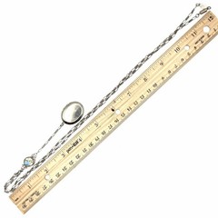 Vintage Silver Tone Oval Photo Locket Drop Pendant Necklace Figaro Chain