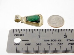 Vintage 950 Sterling Silver Green Chrysocolla Pendant 3.1 Grams