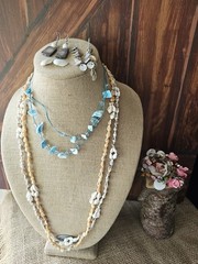 10p Vtg/Mod Jewlery Shell Necklaces Stretch Bracelets Eearings Beach Summer