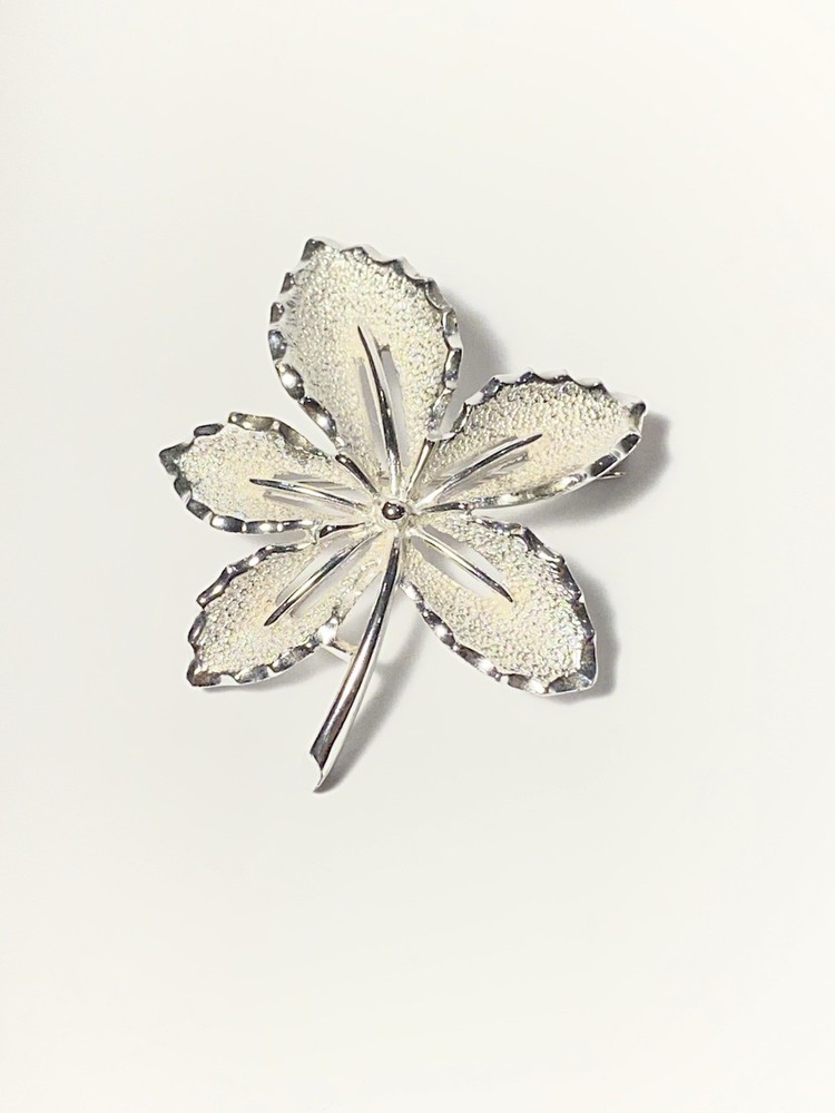 Vintage Sarah Coventry 1960s Joy Or Ivy Silver Tone Leaf Brooch 1.75in Signed