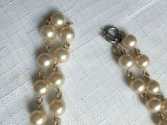 3 Vintage White Faux Pearl Necklaces 34- 23- & 19 Inches – As Pictured – VM171