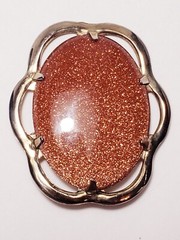 3pc LOT GOLDSTONE Gold Filled Brooch JJJ Co & 2 Goldstone Necklaces Vtg jewelry