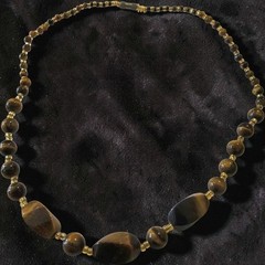Vintage Genuine Tiger’s Eye Graduated Bead Necklace Barrel Clasp