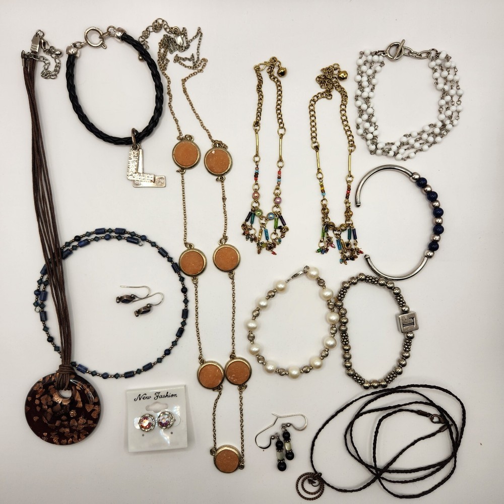 Miscellaneous Lot Of 14 Modern Costume Jewelry, Earrings, Necklaces, Bracelets