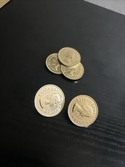 Vintage Queen Elizabeth II Coin Ear Rings & Brooch 1958 1959 Uncirculated
