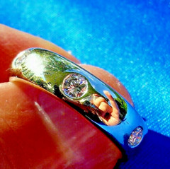 Original EARTH MINED DIAMOND 14K GOLD Deco Band Eternity Anniversary Ring S 10.5