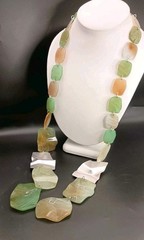 Pastel Beaded Necklace Large Flat Geometric Multicolor Plastic 37″ Long Unique