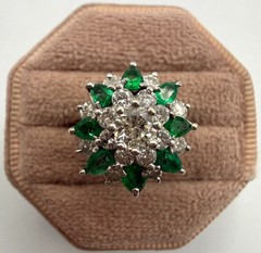 14 Karat White Gold 1.20ctw Emerald & 1.35ctw Diamond Ring