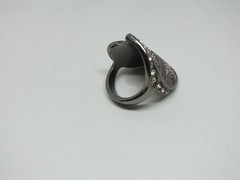 Beautiful Dark Silver Tone Chunky Cocktail Ring Rhinestones 1″ Size 7 NICE