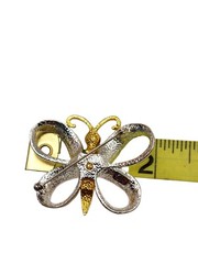Vintage AAI Butterfly Goldtone Enamel Brooch Pin 2″