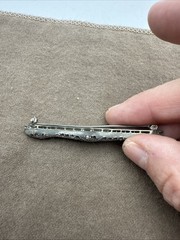 Antique Silver Tone Filigree Brooch Pin w/Rhinestones