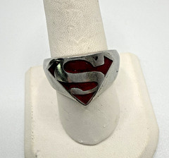 Vintage Mens Superman Ring 10.5 DC Comics Red Enamel stainless steel